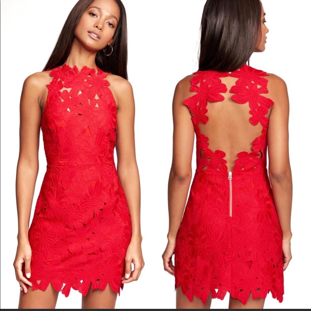 Saylor for Free People Jessa Red Lace Dress - Picture 1 of 12